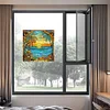 1PC-Diamonds Painting Stained Glass Seaside Wall Sticker Home Decor