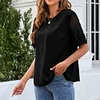 Gioiacombo&trade; Camicia in chiffon con maniche in pizzo girocollo tinta unita