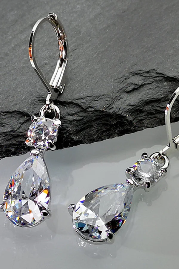 Drop shaped zircon earrings