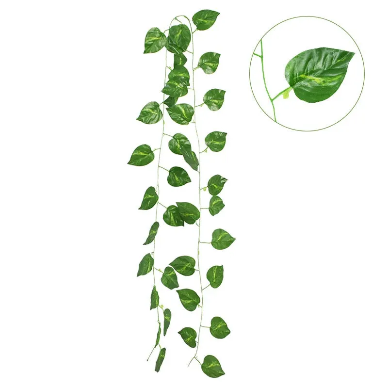 230cm Artificial Leaves Garland Fake Green Leaf Ivy Vine Artificial Plant Wall Hanging Garland Wedding Party Home Garden Decor