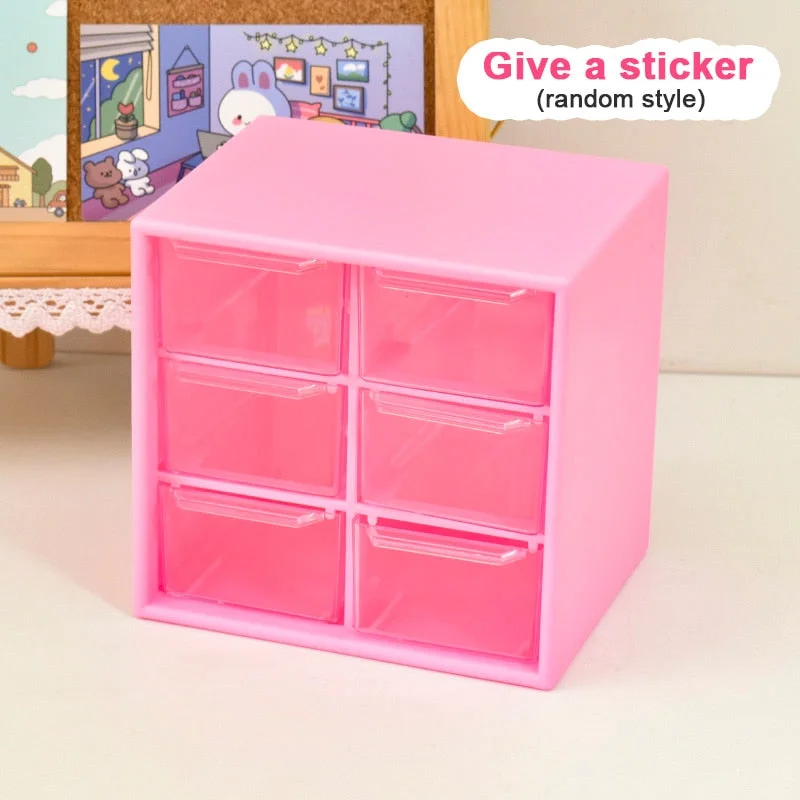 W&G New Nine-grid Storage Box Drawer Organization Transparent Cosmetic Storage Box Drawer Makeup Organizer Girl Bedroom Decor