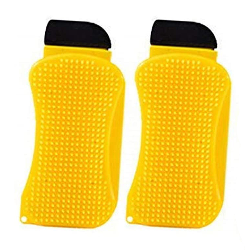 

2x Kitchen Silicone Sponge Dish Brush Scraper with Soap Dispenser Yellow, 501 Original