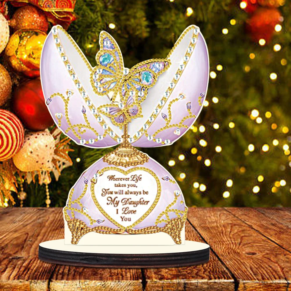 DIY Eggbreaker Butterfly Single Side Diamond Painting Wooden Crystal Painting Desktop Kit for Home Office Desktop Decor