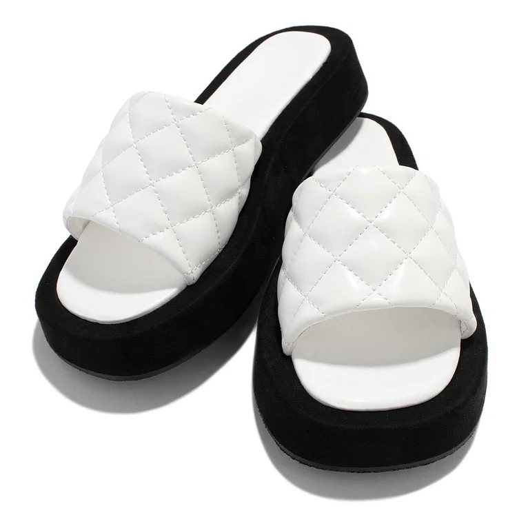 Stitch Detail Round Toe Casual Slip On Beach Slippers