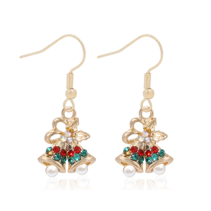 Fashion Christmas Tree Gloves Alloy Plating Inlay Artificial Gemstones Christmas Women’s Drop Earrings 1 Pair