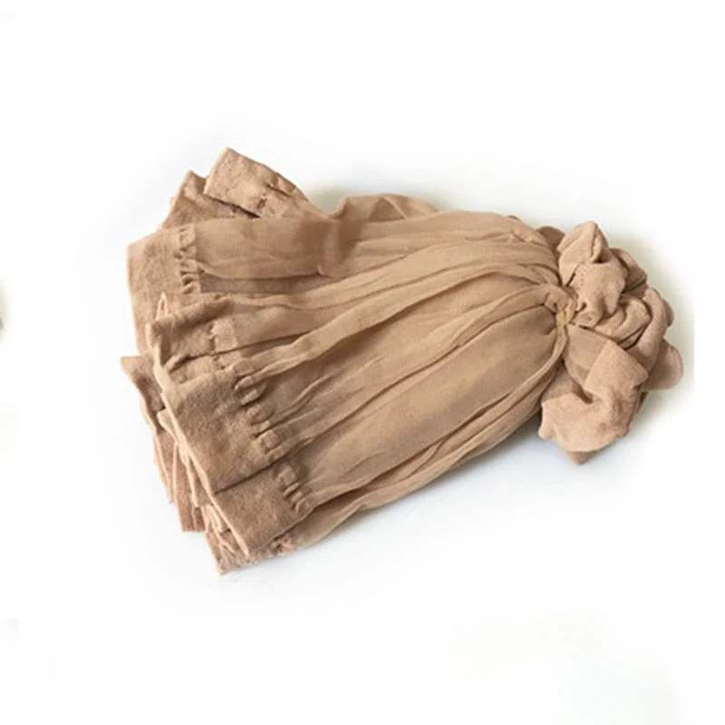 10airs wholesale women summer sexy ultrathin transparent crystal silk socks high elastic skin color nylon short socks