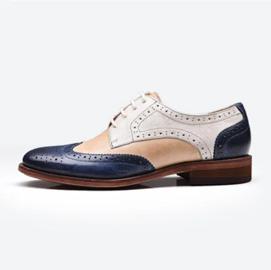 Navy and White Vintage Lace-up Oxfords Flat Shoes Vdcoo