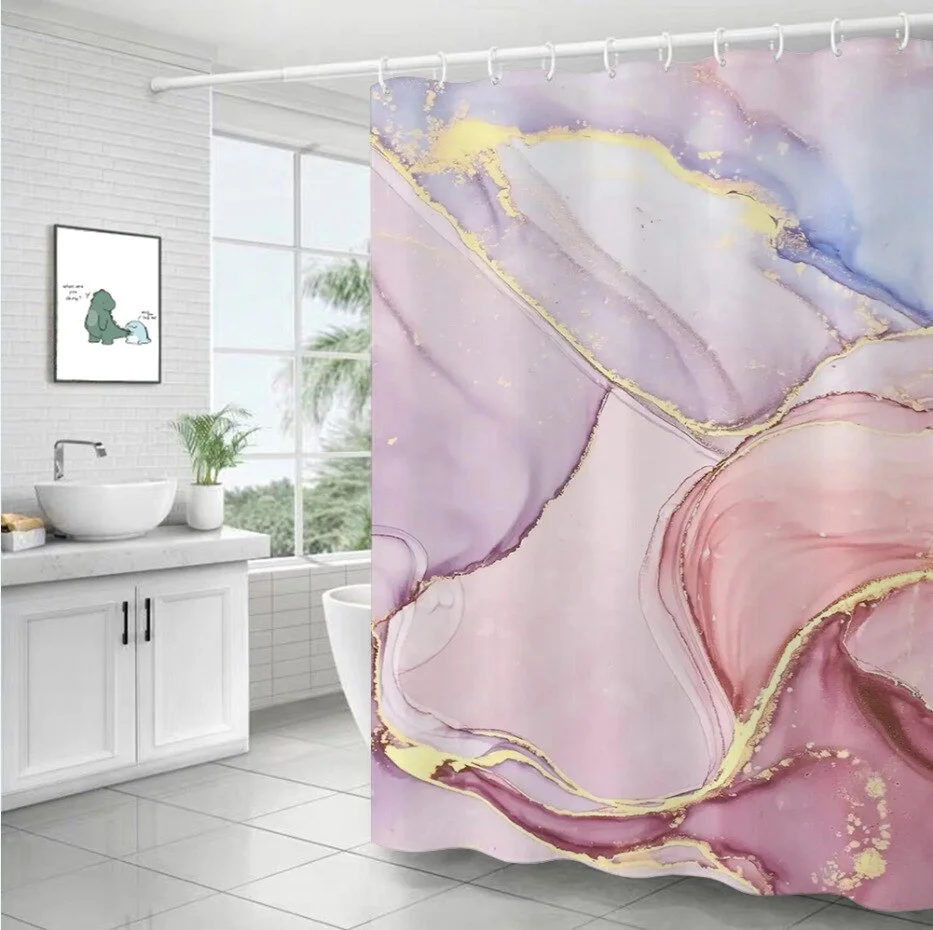 Modern Art Marble Shower Curtain Bathroom Toilet Decoration Thickened Waterproof and Mildew Proof Shower Curtain Bath Decor