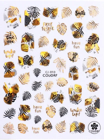 1PC Fall Leaf Flowers Line 3D Nail Sticker Mape Leaves Waves Pattern Decals Slider DIY Nail Art Decoration Wraps For Manicures-Nail Inspo