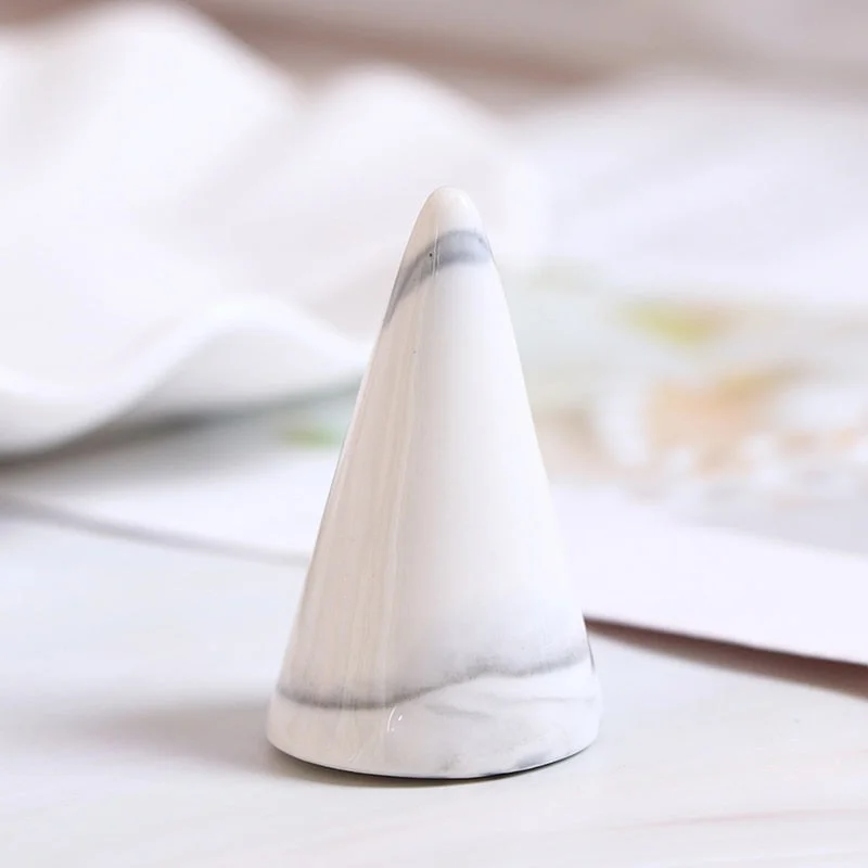 Ceramic Finger Cone Ring Holder Marble Decor Display Stand Tray Jewelry Storage Crafts