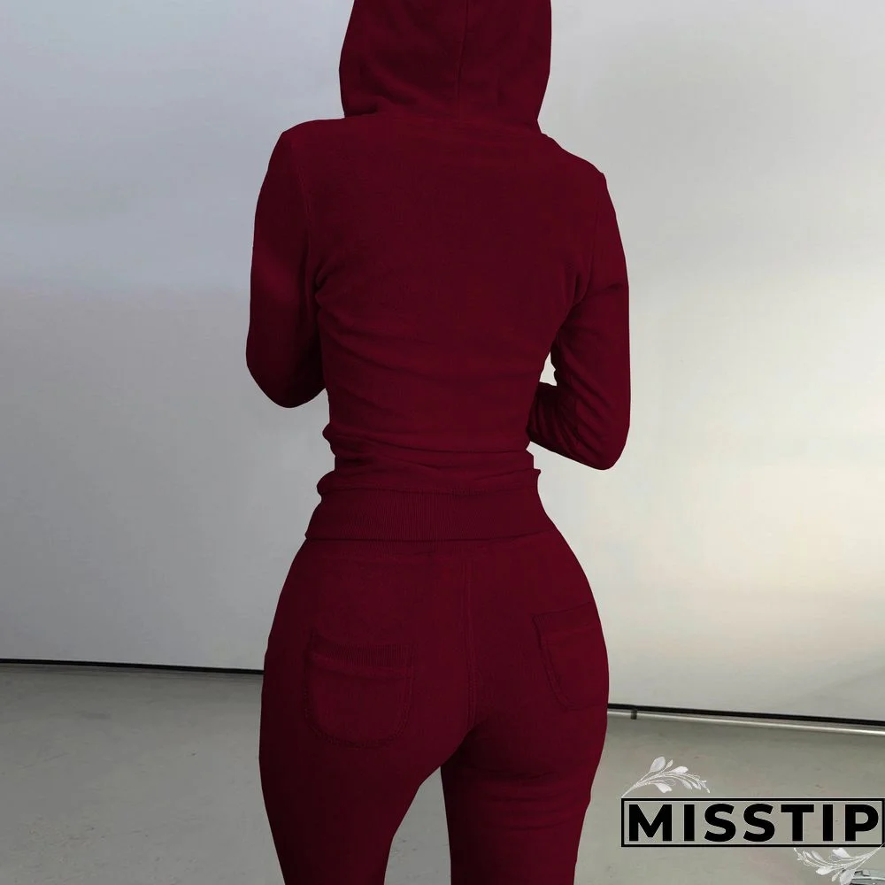 Zipper Hooded Coat+Vest+Jogger Pants Tracksuits