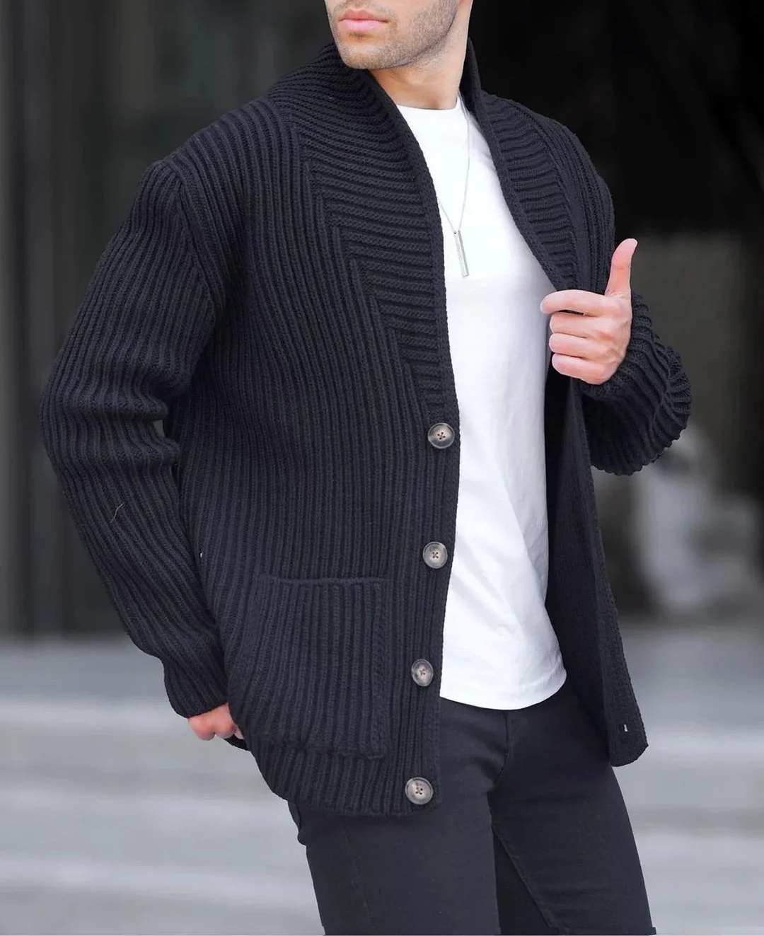 Wongn Wongn Men's New Cardigan Sweater Autumn And Winter Men's Long Sleeve Knit Sweater Men's Coat