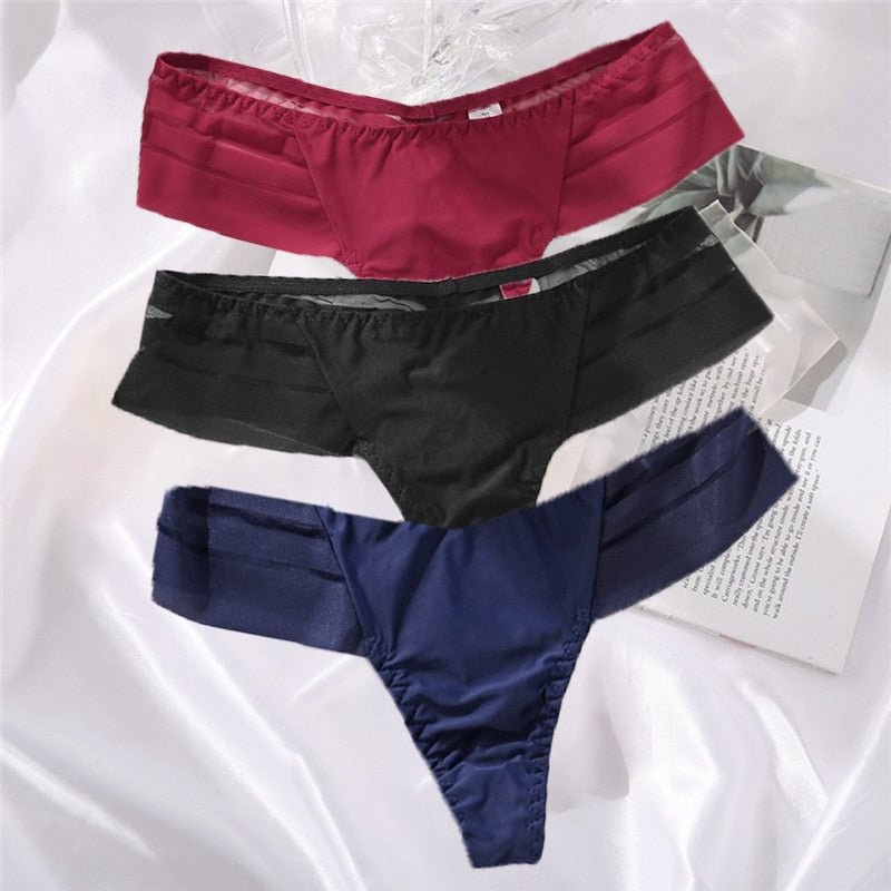 3PCS/Set Perspective G-String Sexy Low Waist Underwear Women See-Through Underpants Girls Intimates Lingerie Women's Panties