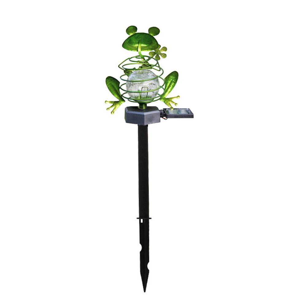 

LED Solar Wrought Iron Spring Glass Crack Rana Flamingo Ground Plug Light, 501 Original