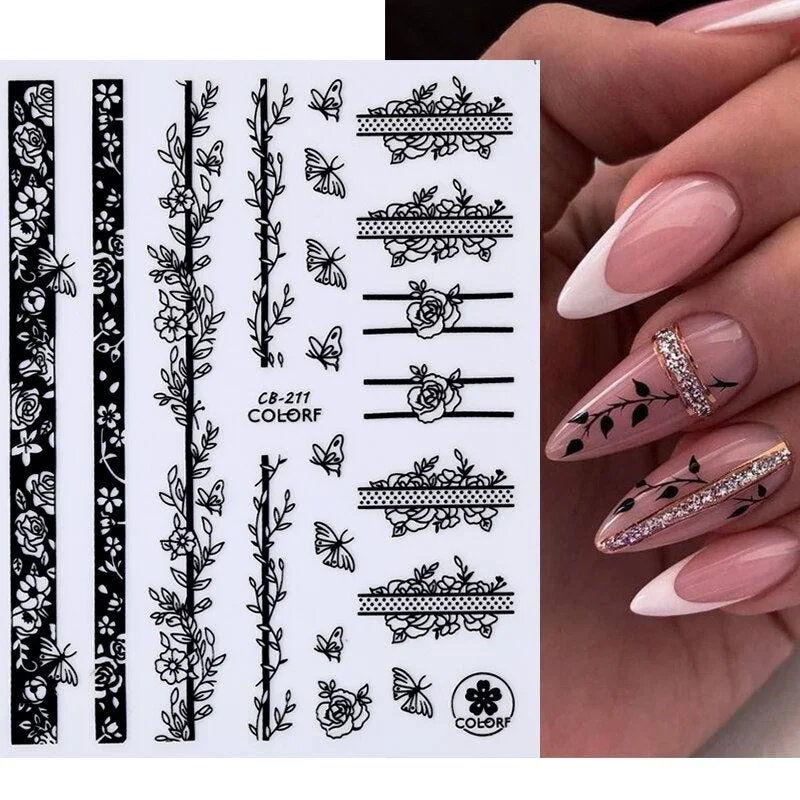 Dandelion Flower 3D Nail Stickers Women Face Abstract Butterfly Image Sexy Girl Christmas Slider Design Polish Nails Art Decals-Nail Inspo