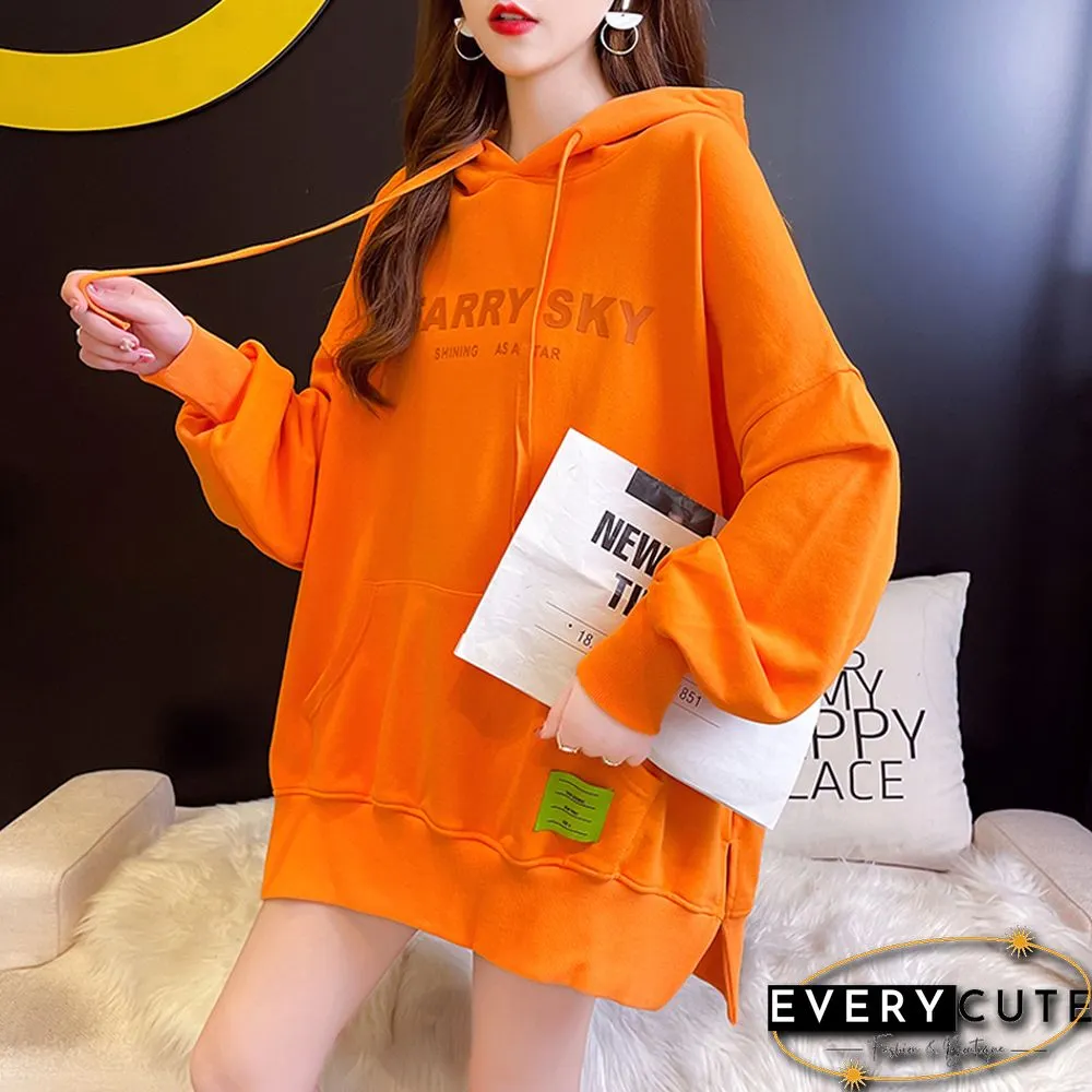 Spring Autumn Korean Fashion Letter Hoodies Women Loose Casual Pocket Print Sweatshirts Long Sleeves Pullover Streetwear New2022