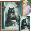 Toilet Cat Reading Newspaper-11CT Stamped Cross Stitch 40*53cm tapestrymarket