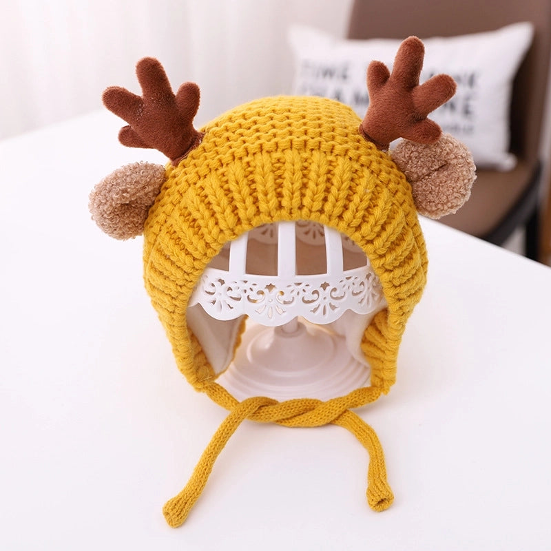 Baby Wool Hat Autumn And Winter Baby Men And Women Velvet Warm Knitted Hat Christmas Antlers Cute Super Cute Shroud Cap