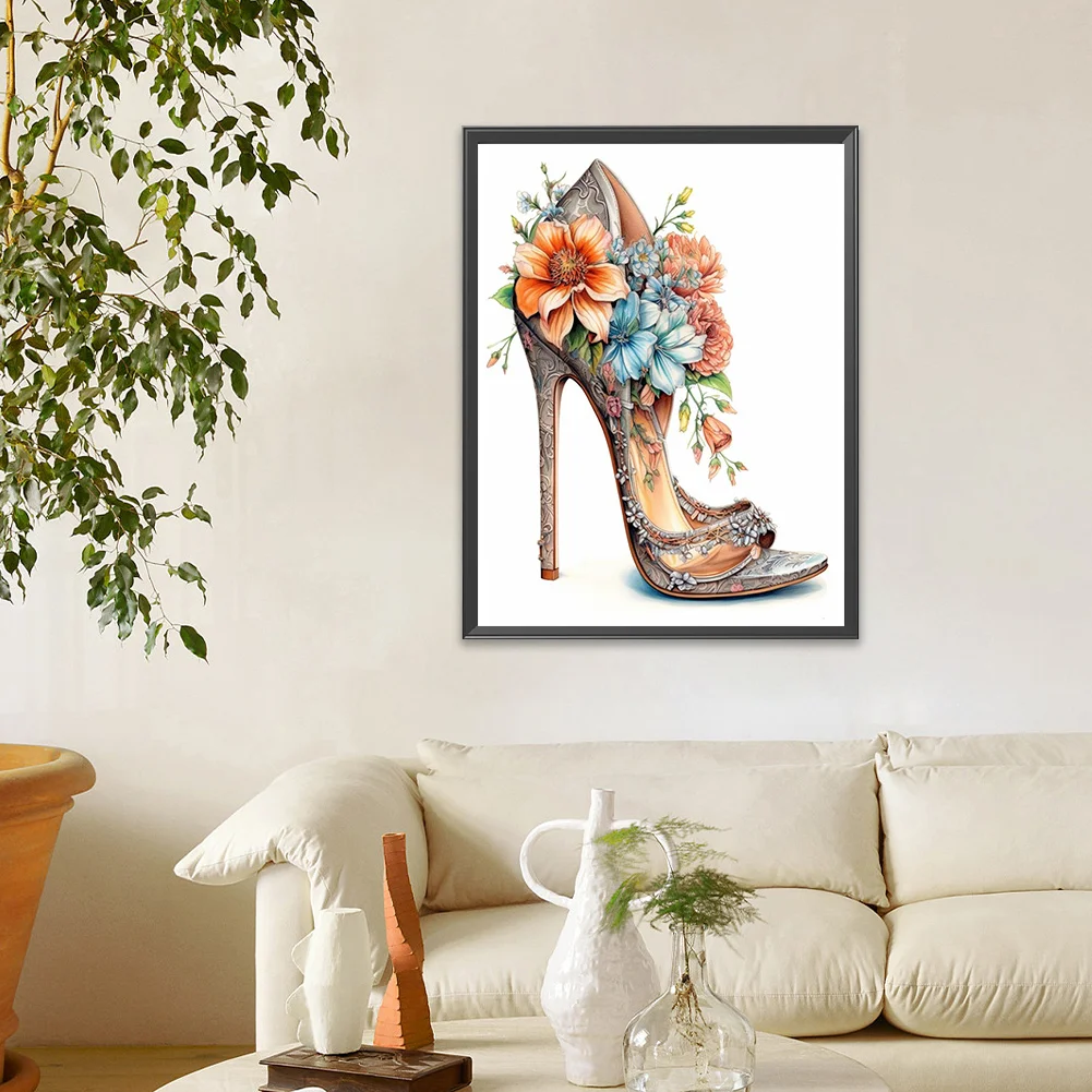 Diamond Painting - Full Round Drill - Flower High Heels(Canvas|30*40cm)