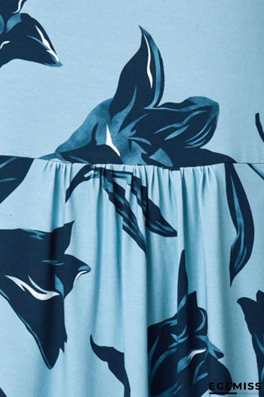 Bohemian Floral Print Paneled Pleated Drawstring Holiday Midi Dress | EGEMISS