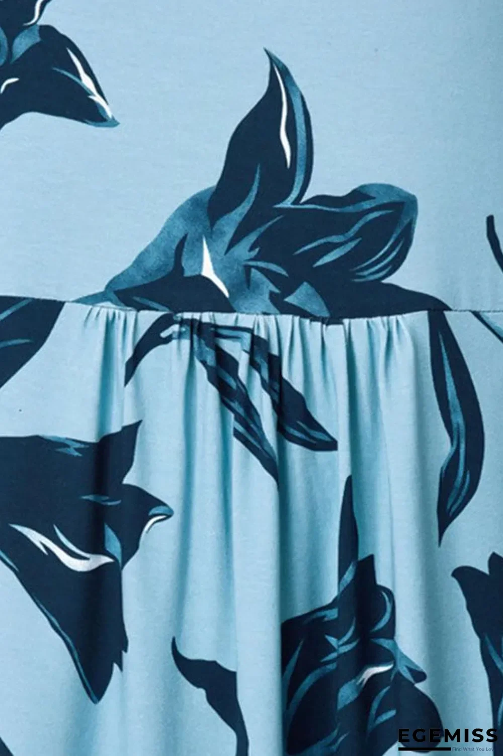 Bohemian Floral Print Paneled Pleated Drawstring Holiday Midi Dress | EGEMISS