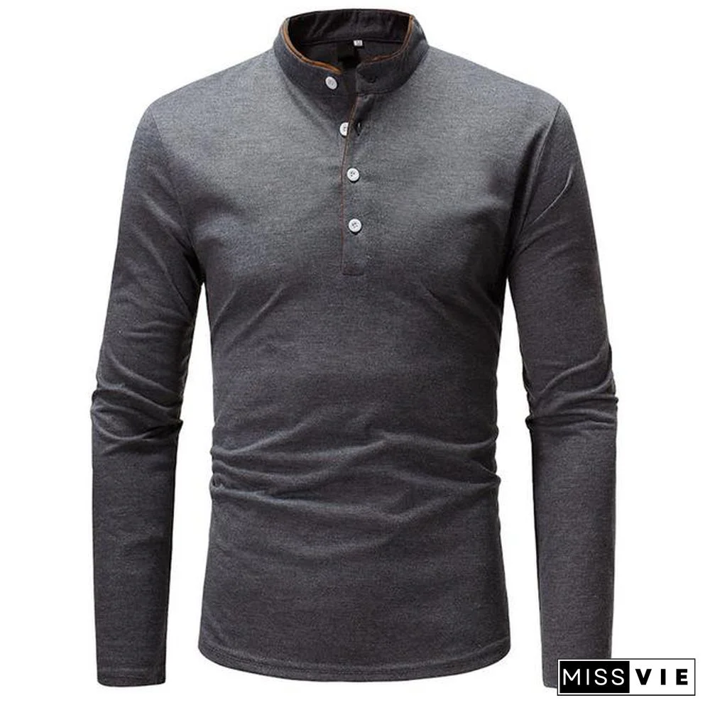 Casual Autumn Winter Polo Shirt Men Solid Long Sleeve Polo Shirt Men Slim Fit Polo Homme