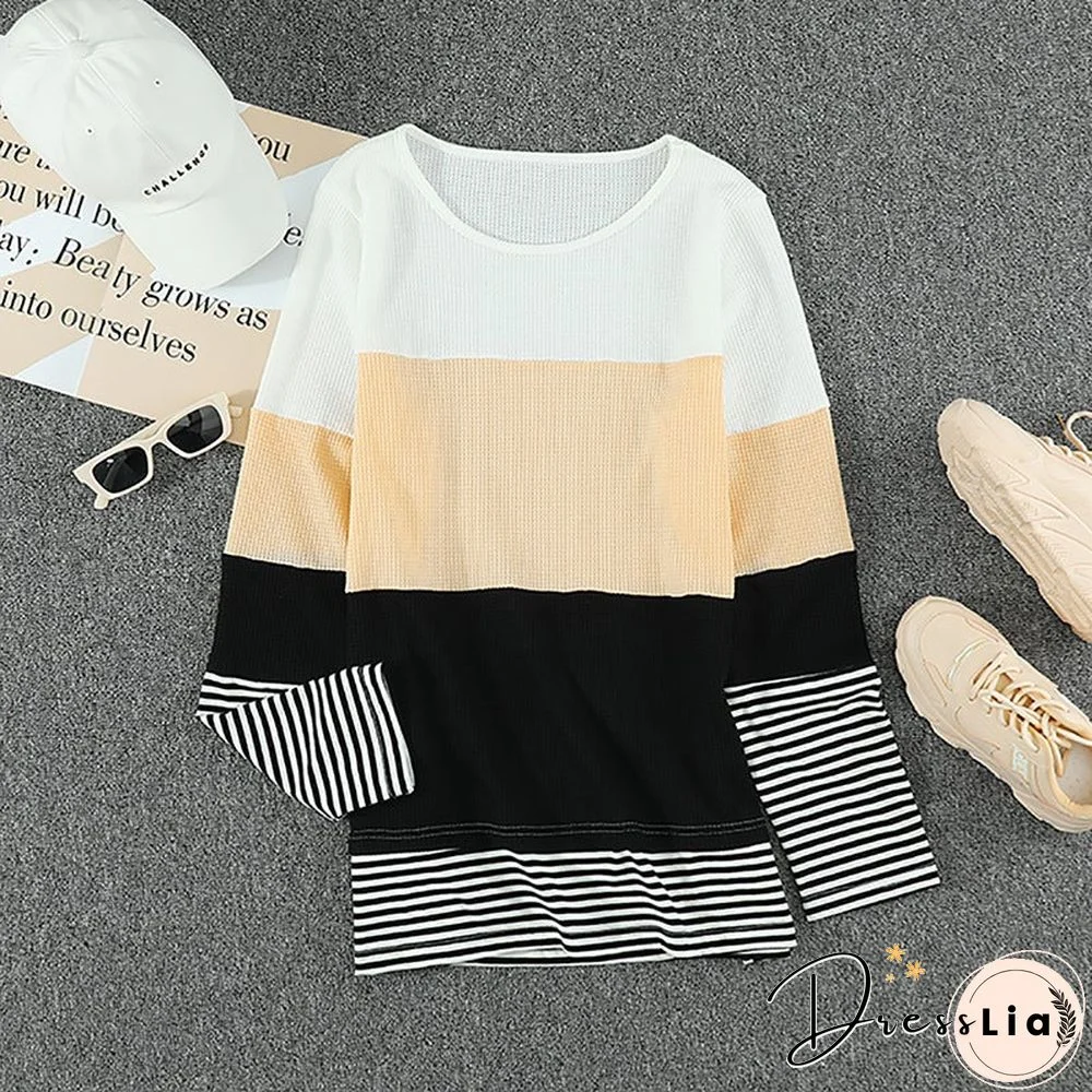 Fashion Striped Round Neck Long Sleeve Pullover Sweater