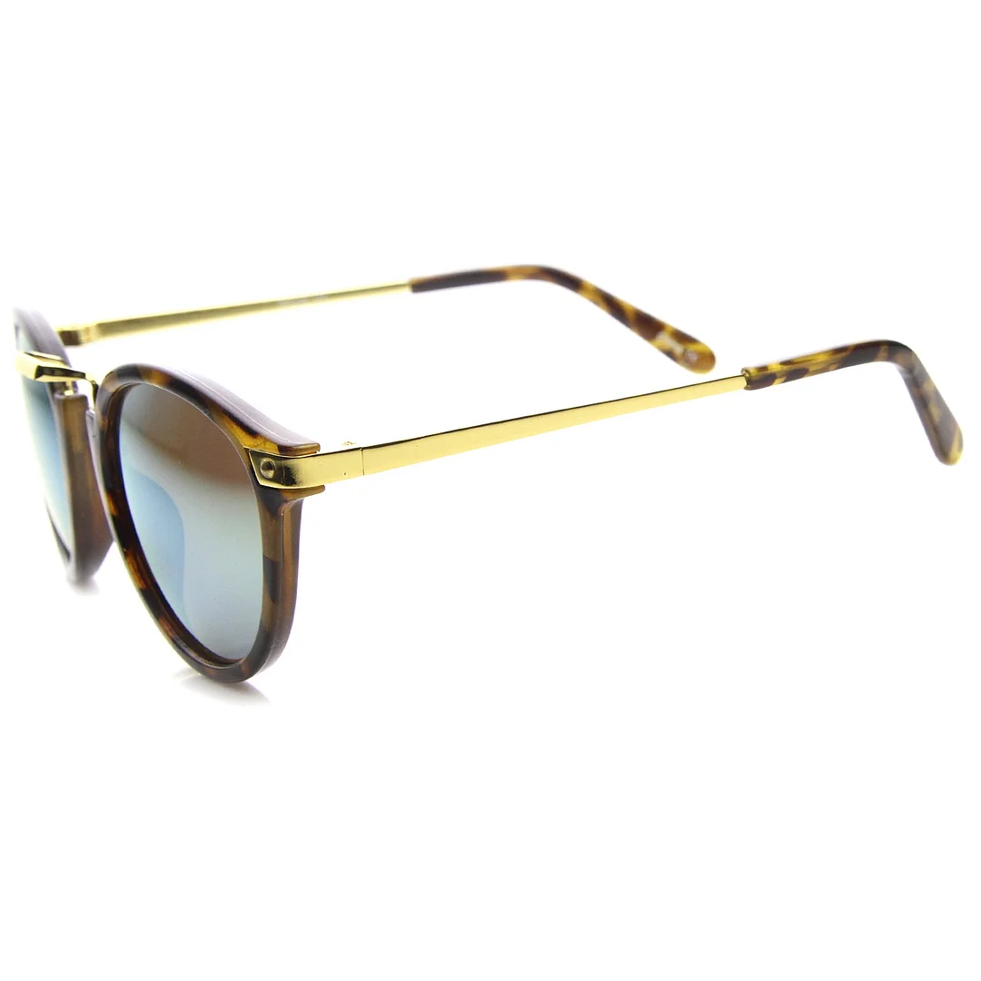 Retro Horn Rimmed Metal Nose Bridge P3 Round glasses 50mm