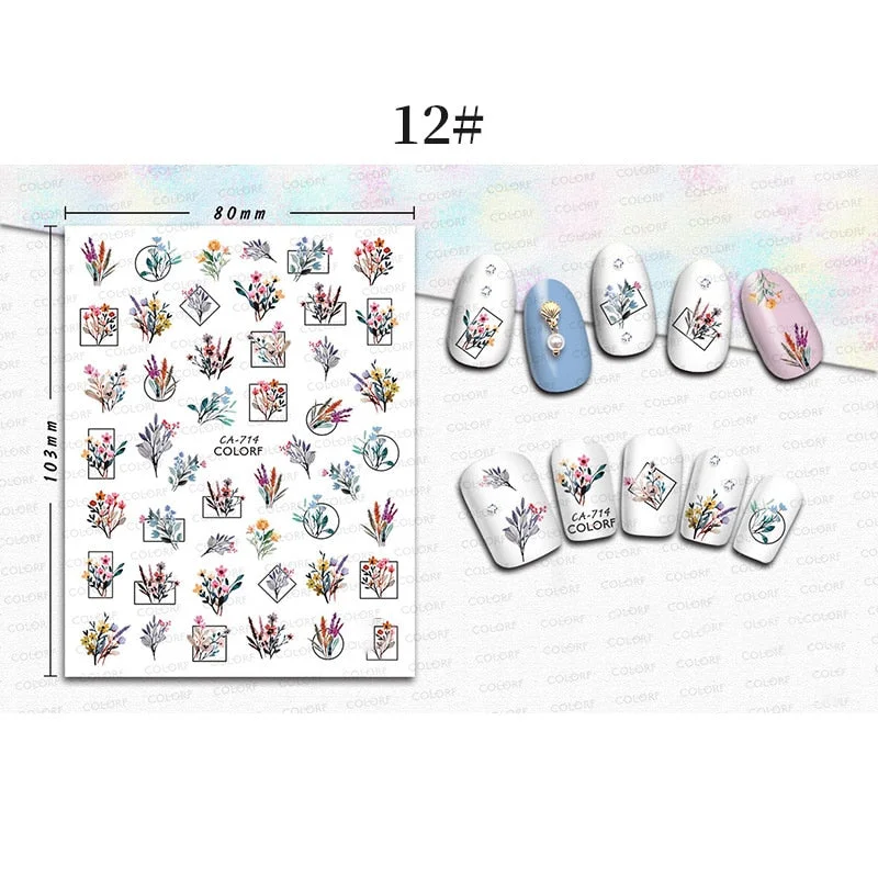 1 Sheet 3D Halloween Nail Sticker Christmas Skull Bone Snake Butterfly Maple Leaf Pattern Decals Manicures 3D Nail Decorations