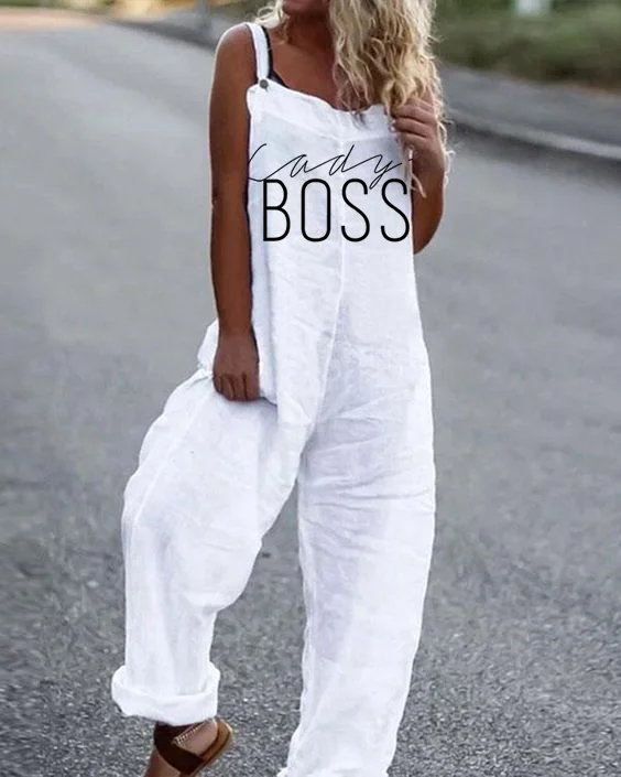 Boss printed casual cotton jumpsuit