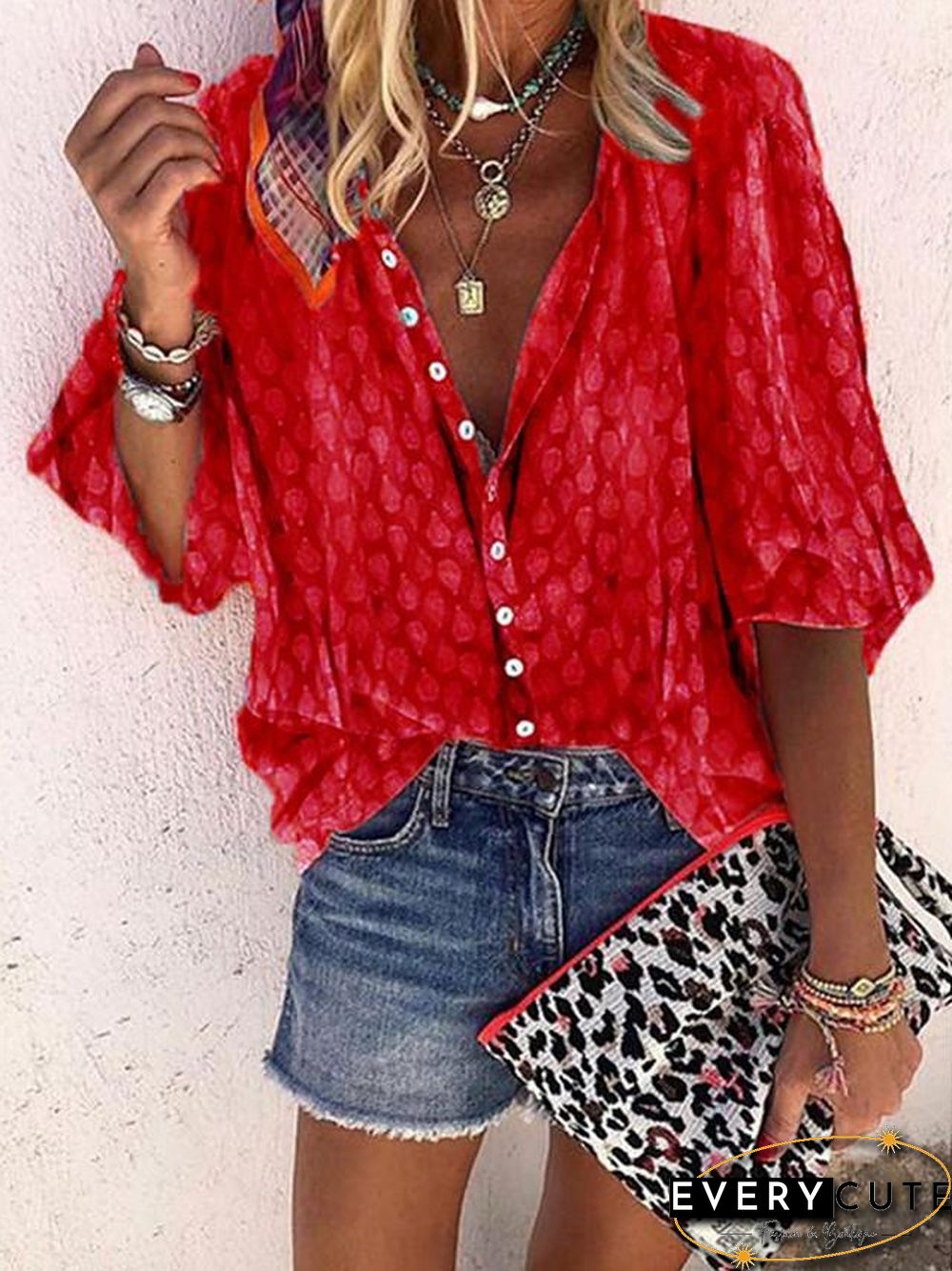 Women's Blouse Shirt Solid Colored Long Sleeve Shirt Collar Tops Basic Basic Top Blue Red Yellow-819