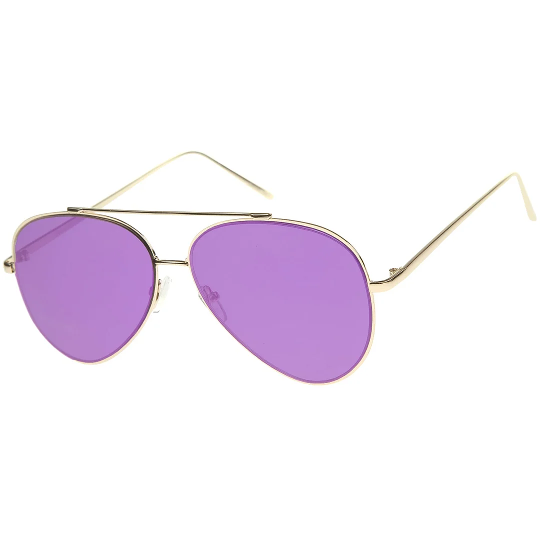 Fashion Teardrop Rimless Mirror Flat Lens Metal Frame Aviator glasses 58mm