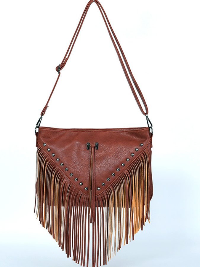 Casual Studded Fringe Shoulder Bag
