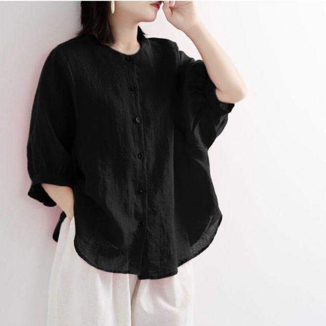 Puff Sleeve Summer Linen Shirts Women Plus Size Clothing Ladies Loose Vintage Tops Short Sleeve Female Shirt Blouse Casual 2020