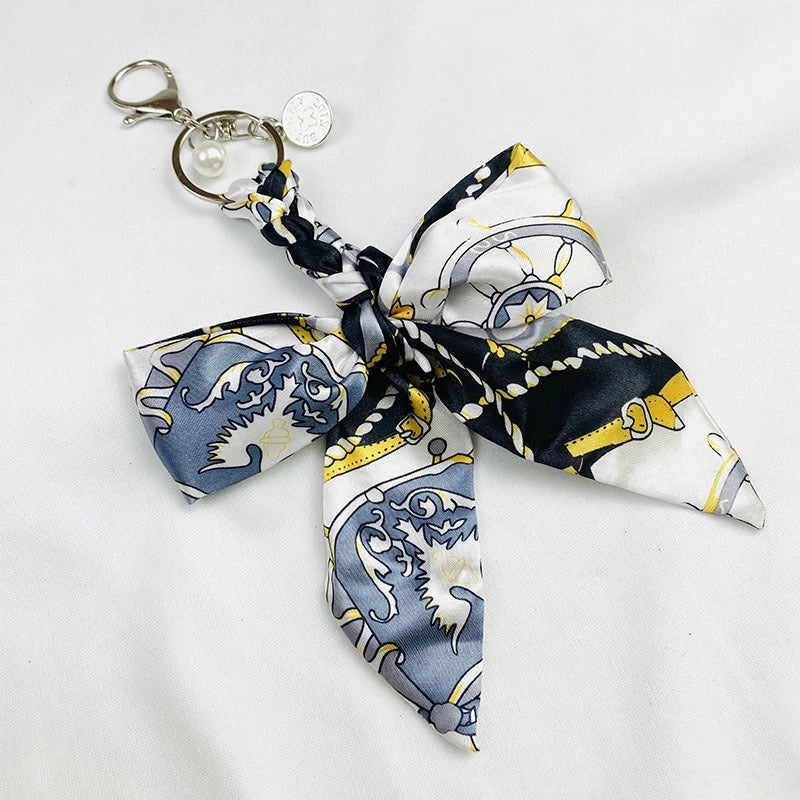 Sweet Minimalist Bow Knot Cloth Metal Unisex Bag Pendant Keychain