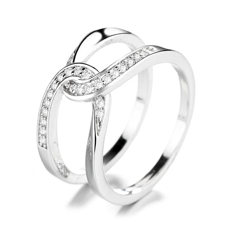 For Daughter - S925 Mother & Daughter Forever Linked Together Cross Ring