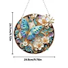 (Upgrade Size)DIY Double Sided Effect Diamond Painting Hanging Pendant Kit (Flower Butterfly)
