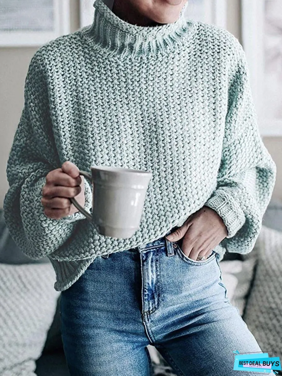 Turtleneck Dropped Shoulder Sweater