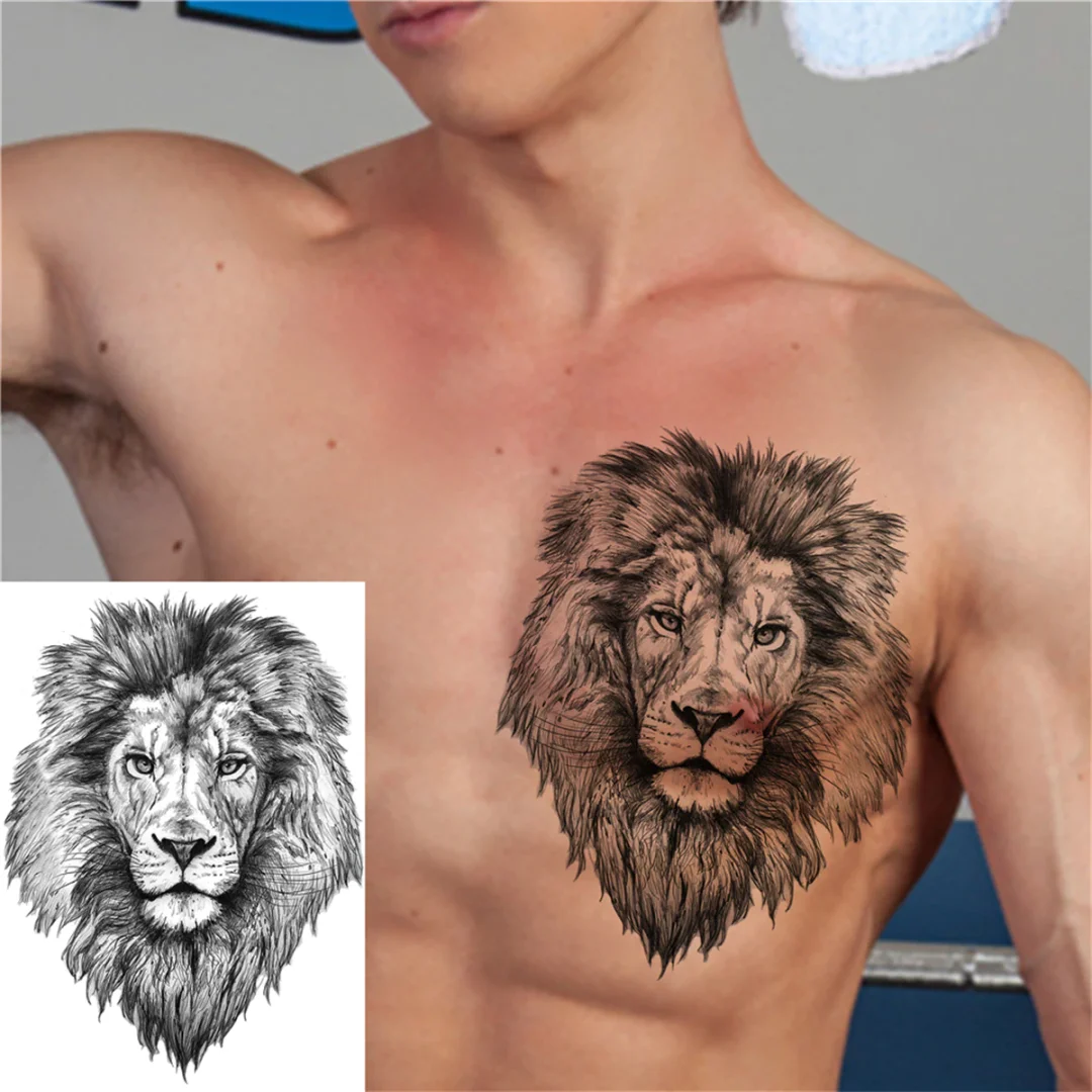Sdrawing Anchor Skull Temporary Tattoos For Women Men Adult Pirate Black Skeleton Tattoo Sticker Fake Wolf Lion Tiger Tatoos Back