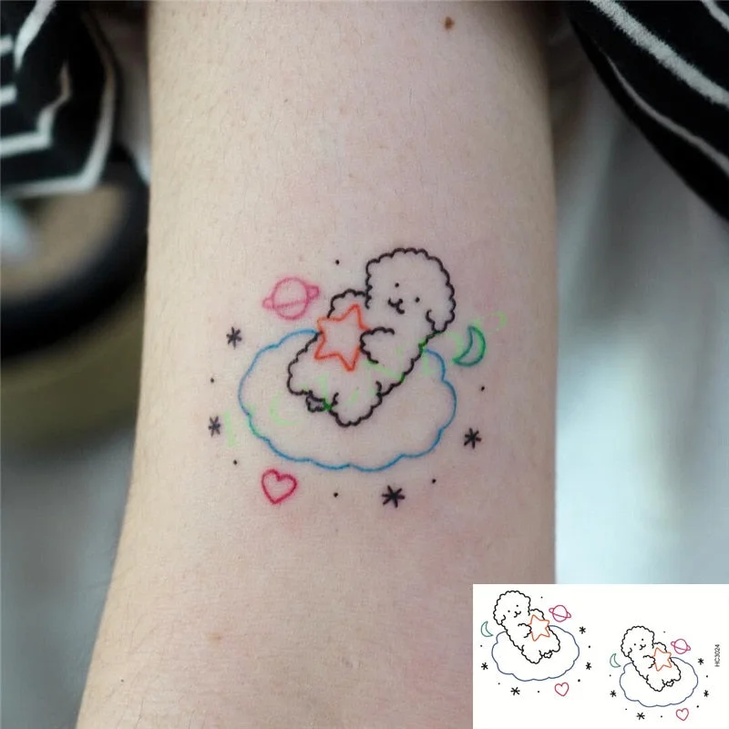 Waterproof Temporary Tattoo Sticker ins Angel wings Cupid bear Cartoons cute Body Art flash tatoo fake tatto Women Men