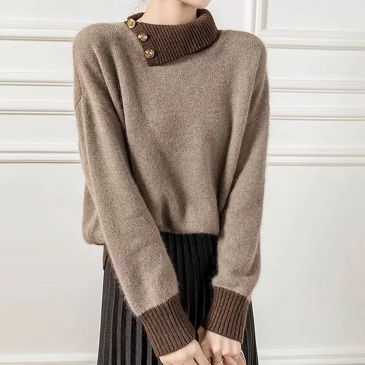 Coffee Shift Long Sleeve Buttoned Sweater QueenFunky
