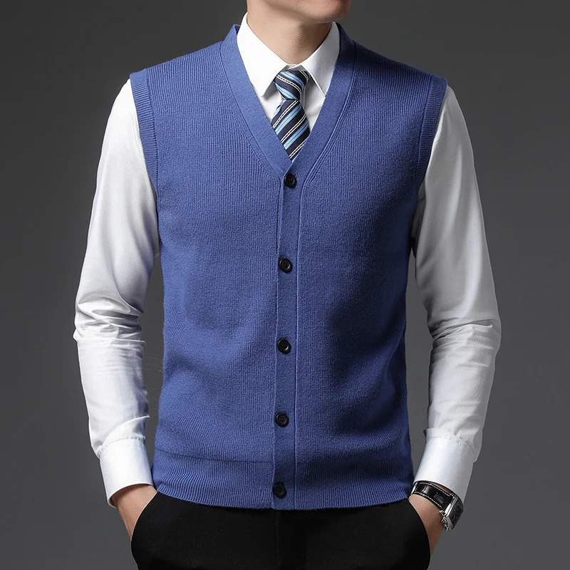 Men's Wool Cardigan Single Breasted Vest