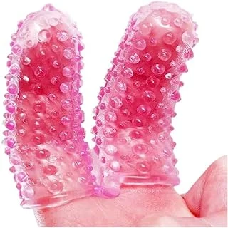 pornhint Pornhint Vibrator Finger Sleeves Dildo Vibrator G Spot Clinical Finger Sleeves Soft Jelly Couples Sex Toys Clit women adult sex toys (Pink)