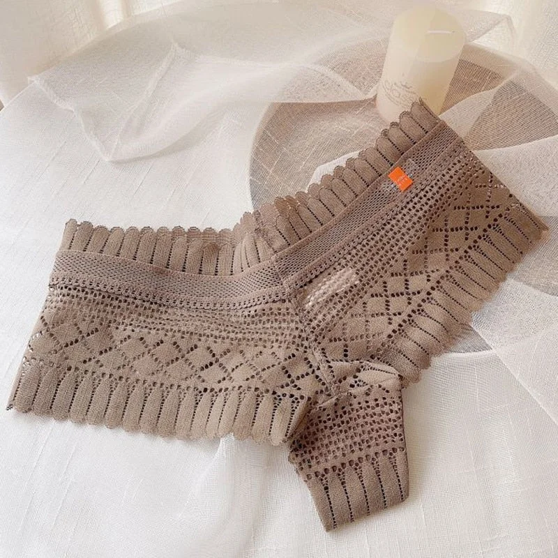 CINOON Sexy Panties Women Lace Low-waist Briefs Female Breathable Embroidery Underwear Transparent G String Underpant Lingerie