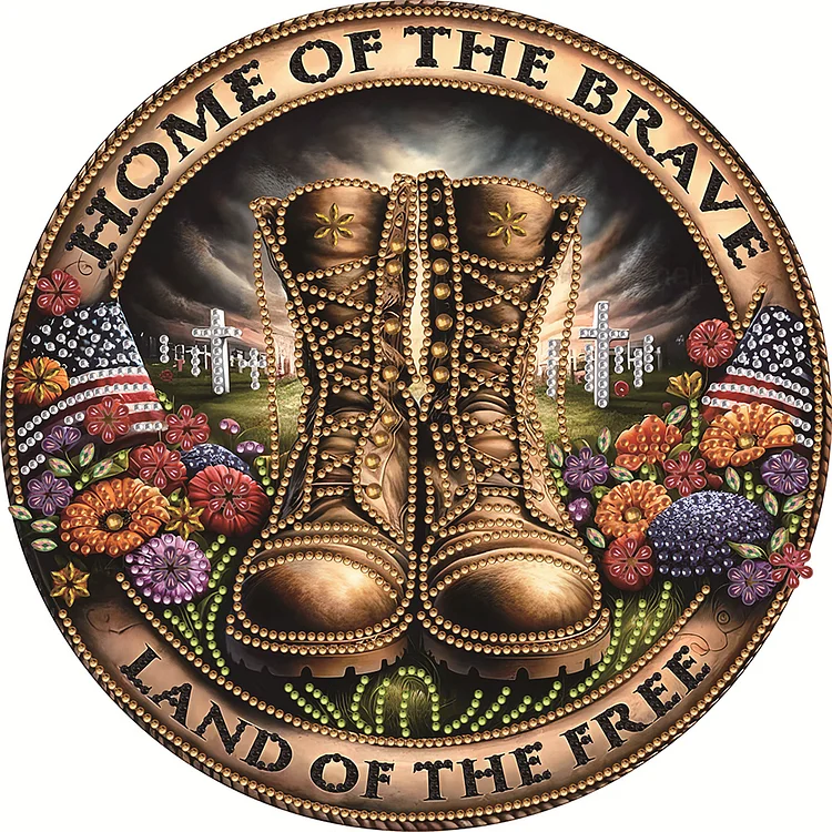 Round Brand Military Boots 30*30CM (Canvas) Full Round Drill Diamond Painting gbfke