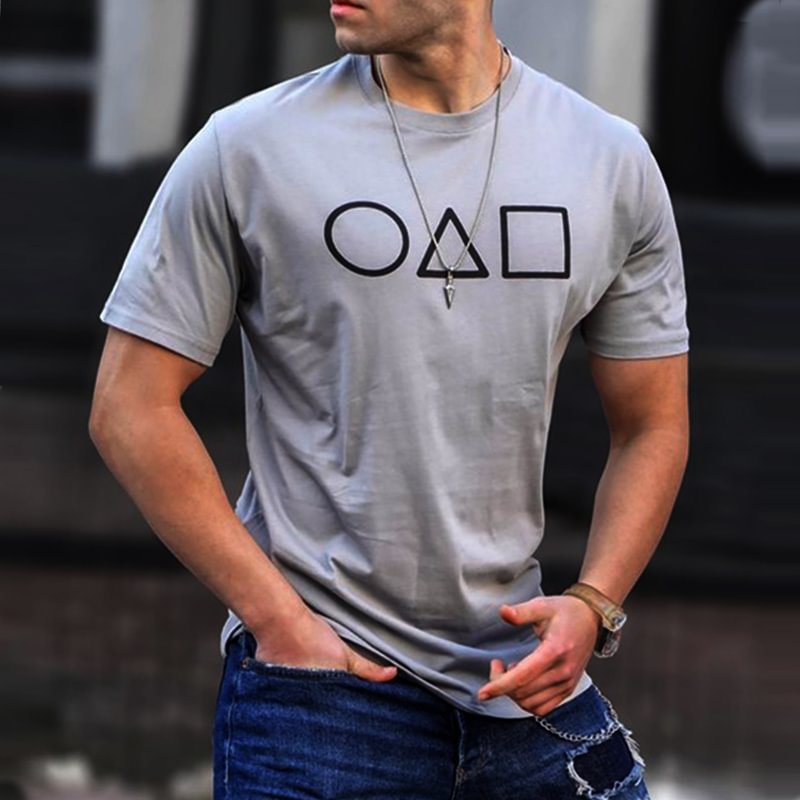 Men's Summer Casual Grey T-Shirt、、URBENIE