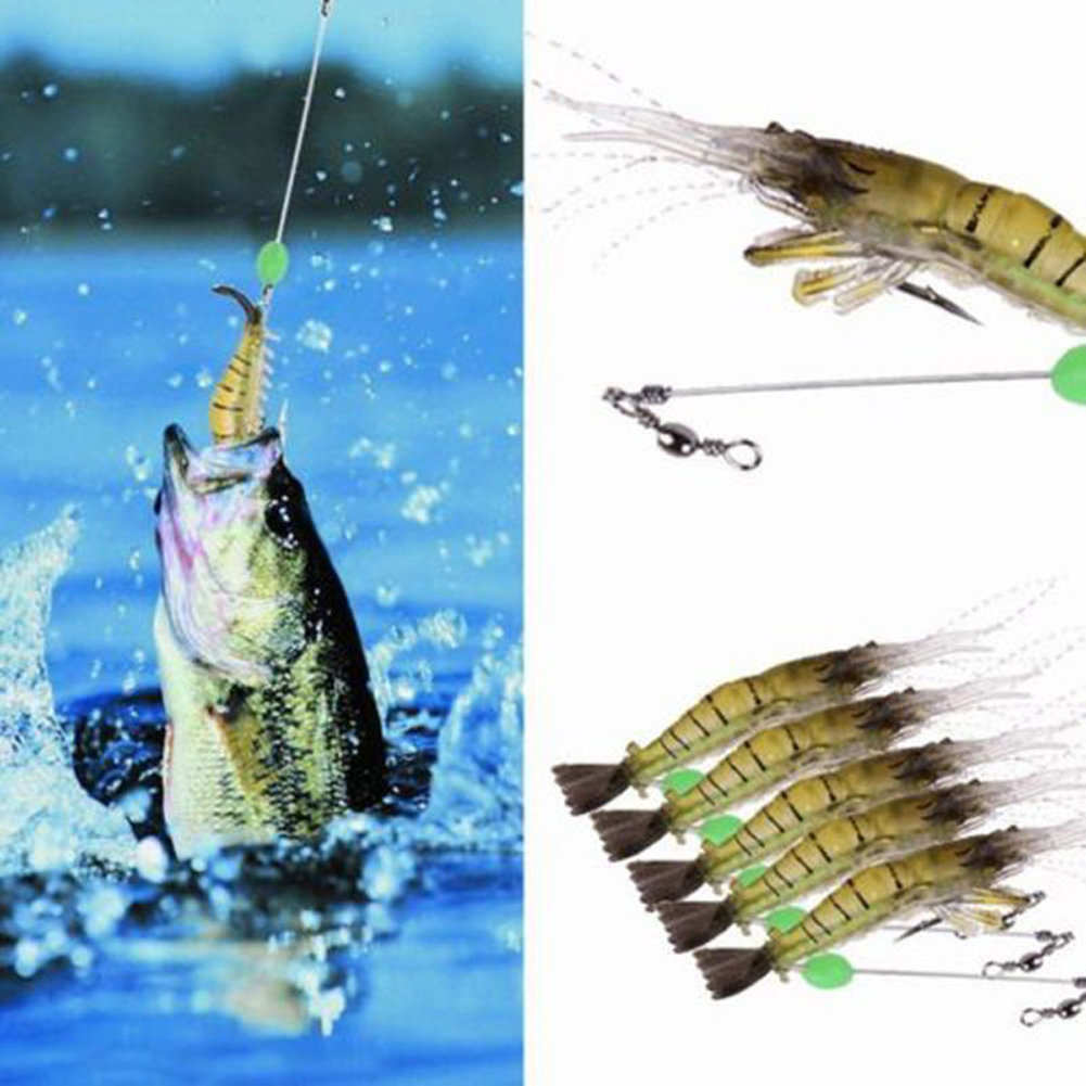 

5pcs Shrimp Fishing Simulation Noctilucent Soft Prawn Lures Hook Baits, 501 Original