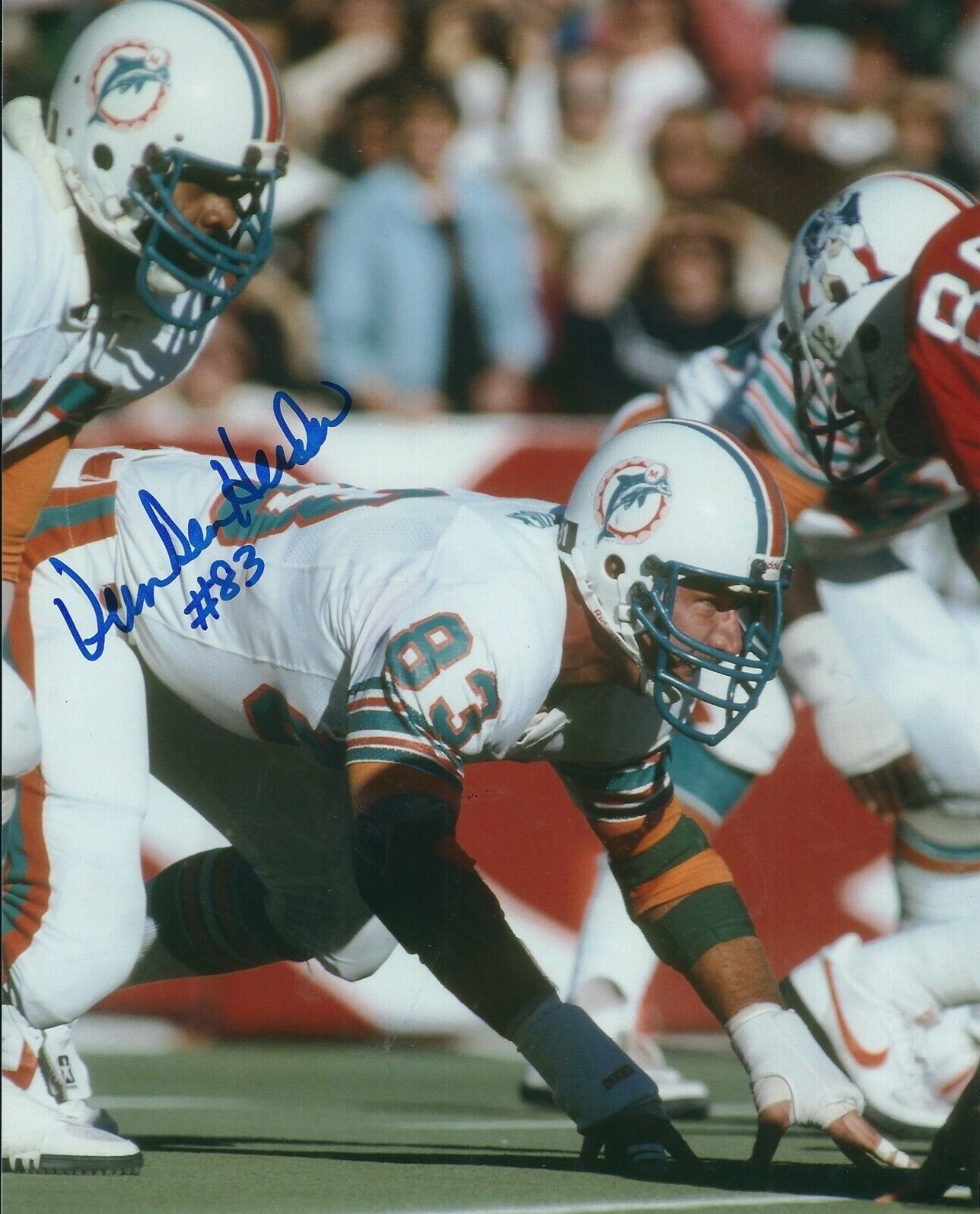 Signed 8x10 VERN DEN HERDER Miami Dolphins Autographed Photo Poster painting w/COA