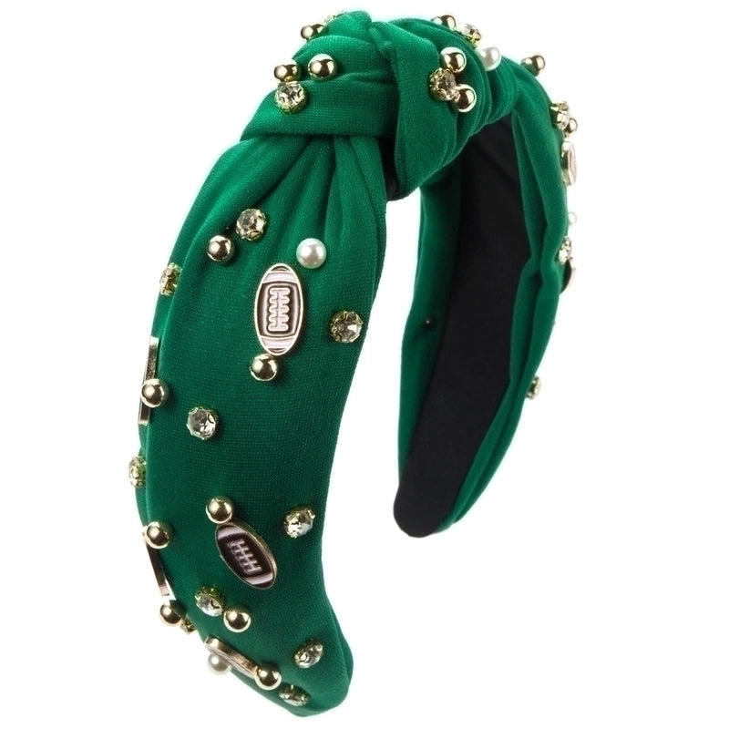 Women’s Casual Baroque Style Rugby Knot Alloy Cloth Inlay Rhinestones Pearl Hair Band