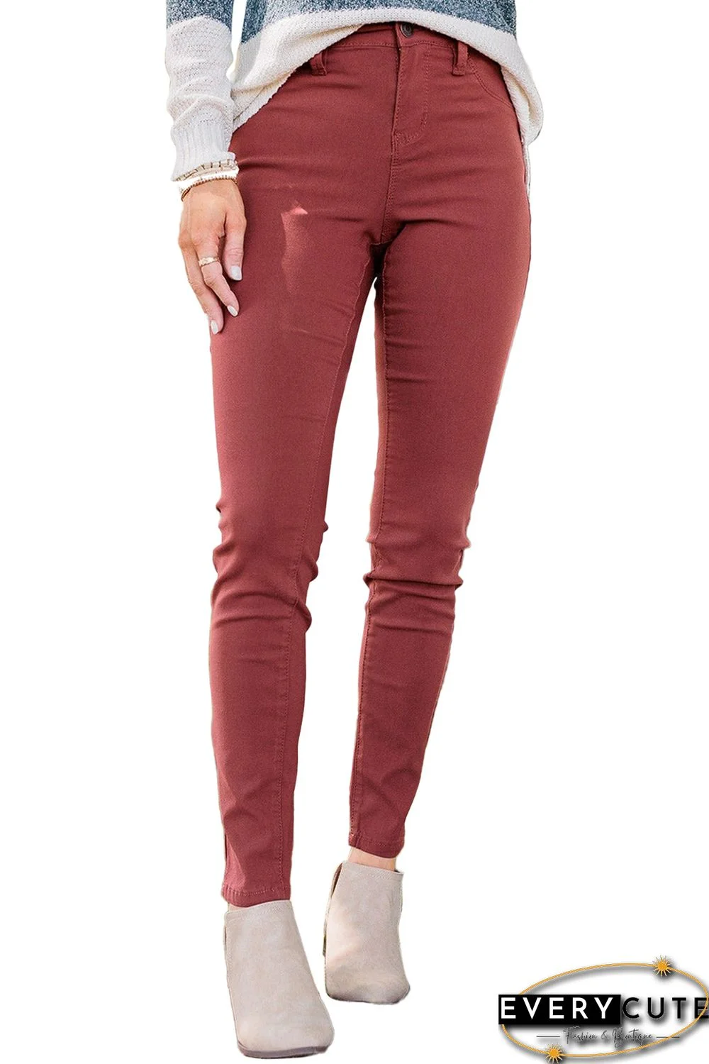 Mid Rise Solid Color Skinny Jeans